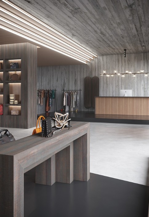 EUCALIPTO BIRMANIA with Alevé finish and HIPSTER BRONZE with Urban finish