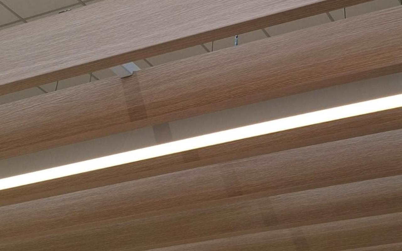Architectural ceiling feature in ARPA Allier Oak at BB Ford Menlyn